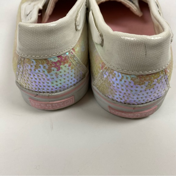 Sperry Topsider White Pink Iridescent Sequin Loafers Boat Shoes Women 10 - Picture 9 of 10